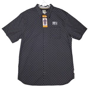 Voyager Short Sleeve Button-Up Stretch Shirt Black Beige Geometric 2XL